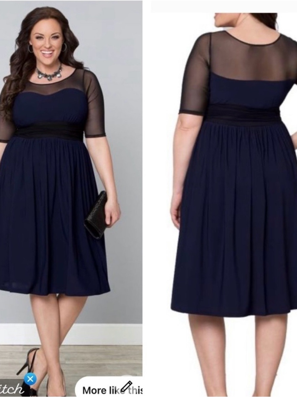 Kiyonna Twirl and Swirl Cocktail Dress in Navy Black Plus size 2X (18-20)